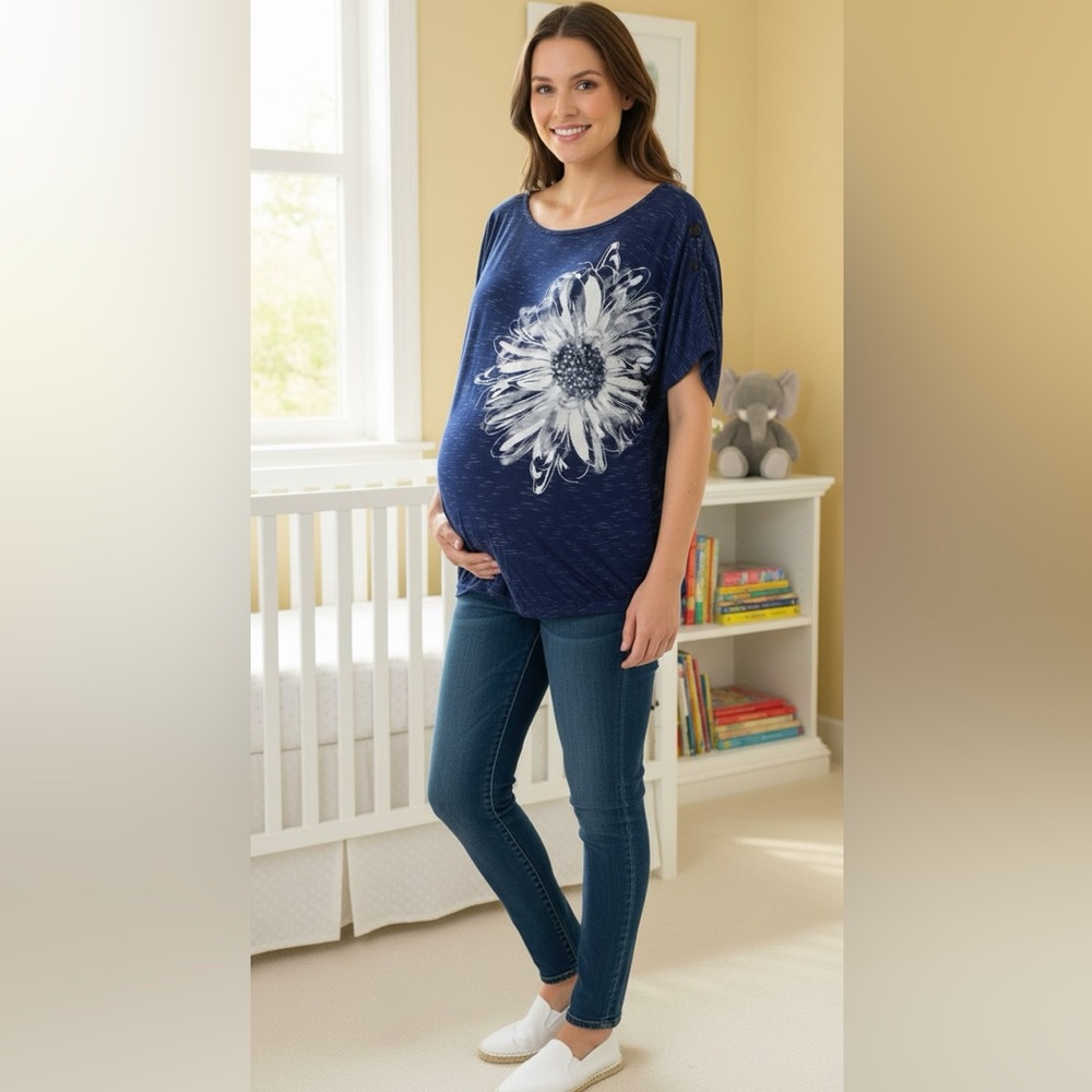 Blue Floral Women's maternity top